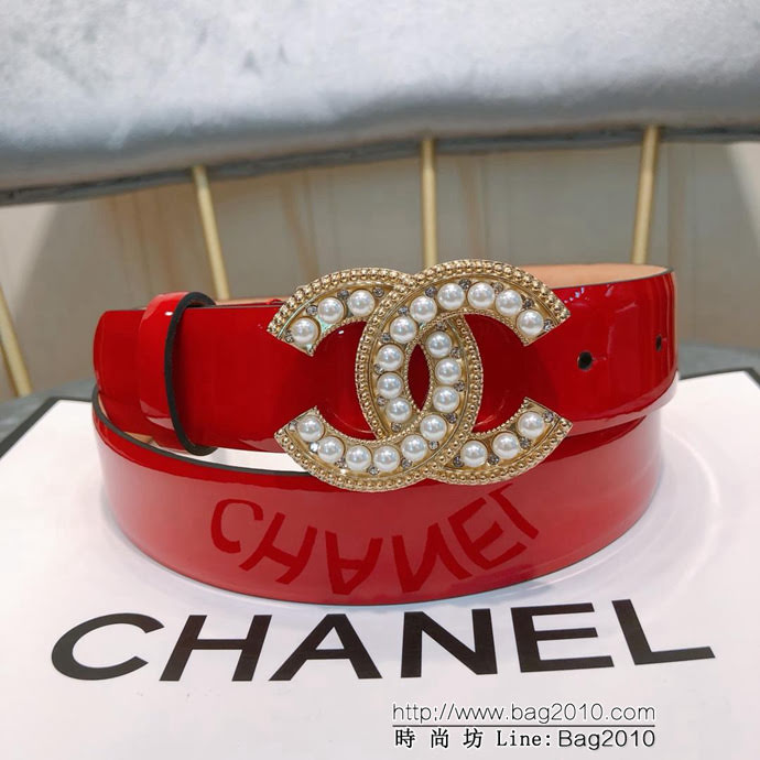 CHANEL香奈兒 18新款 30mm精品 進口皮漆皮面料 樹膏底妖帶 網紅同款腰帶 時尚款 紅色腰帶  xfp1164